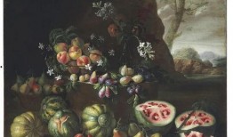 夏季吃瓜的國畫,國畫卷軸中的清涼時光