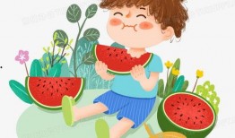 男生頭像小孩吃瓜,小男孩頭像下的瓜果時光